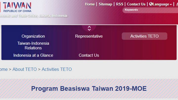 Program Beasiswa Taiwan 2019-MOE